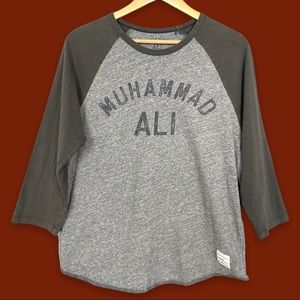 Lucky Brand Muhammad Ali 3/4 Raglan Sleeve Tee Grey Size Medium